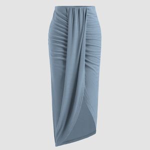NWT Cider Rib Solid Ruched Slit Midi Skirt